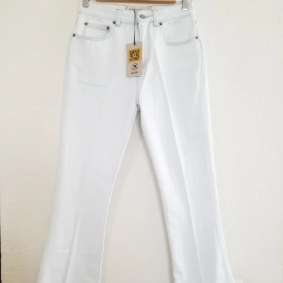 Golden Goose High Rise Boot Cut Jeans Light Wash Bleached Blue Size 26 - Picture 3 of 14
